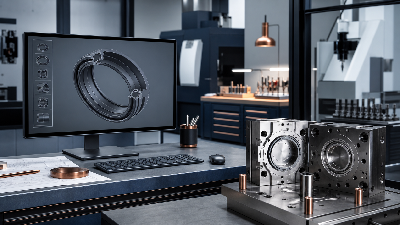 Puesto de diseño CAD y moldes de fabricación propia